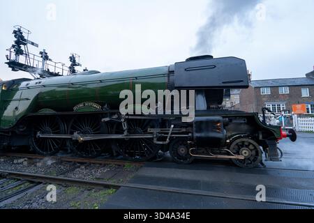 Flying Scotsman 60103 Dampflokomotive am Bahnhof Grosmont, North Yorkshire Moors Railway Stockfoto