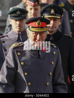 London, Großbritannien. November 2025, London UK.. Jedes Jahr werden Mitglieder der britischen Königsfamilie zusammen mit Politikern, Veteranen und Mitgliedern der Öffentlichkeit im Cenotaph in London gedenken, die im Kampf ums Leben gekommen sind. Im Bild: König Charles führt Mitglieder der königlichen Familie nach Whitehall. Quelle: MartinJPalmer/Alamy Live News Stockfoto