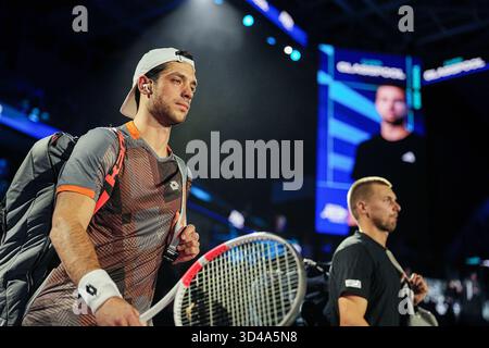 Torino, Italien. November 2025. Die Briten Julian Cash und Lloyd Glasspool vor ihrem Doppel-Tennis-Spiel der ATP World Tour Finals im Inalpi Arenain Turin, Italien - Sonntag, 9. November 2025. Sport - . (Foto: Marco Alpozzi/Lapresse) Credit: LaPresse/Alamy Live News Stockfoto