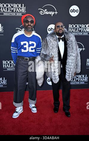 Andre 3000 und Big Boi von Outkast bei der 40. Rock & Roll Hall of Fame – Einführungszeremonie 2025 im Peacock Theater. Los Angeles, 08.11.2025 *** Andre 3000 und Big Boi aus Outkast bei der Rock Roll Hall of Fame Induction Ceremony 40 2025 im Peacock Theater Los Angeles, 08 11 2025 Foto:xD.xStarbuckx/xFuturexImagex Fame 5274 Stockfoto