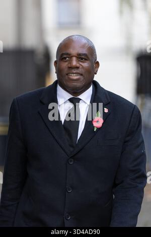 London, Großbritannien. November 2025. Der stellvertretende Premierminister des Vereinigten Königreichs, David Lammy, geht durch die Downing Street für den National Service of Remembrance im Cenotaph in Whitehall, London. Quelle: SOPA Images Limited/Alamy Live News Stockfoto