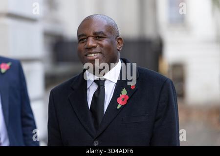 London, Großbritannien. November 2025. Der stellvertretende Premierminister des Vereinigten Königreichs, David Lammy, geht durch die Downing Street für den National Service of Remembrance im Cenotaph in Whitehall, London. Quelle: SOPA Images Limited/Alamy Live News Stockfoto