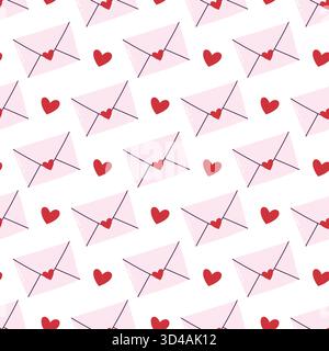 Love Letter Seamless Pattern mit Herzen Stock Vektor