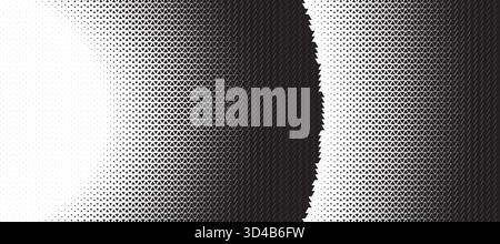 Dreieckiges rundes welliges Halbtonmuster Hintergrund. Abstrakte geometrische Kulisse mit trendigem Mosaikeffekt. Dynamisches Überblenden. Stock Vektor