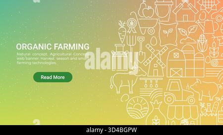 Webbanner Für Die Ökologische Landwirtschaftslinie Stock Vektor