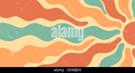 Retro Groovy Sun Burst Abstrakter Hintergrund Stock Vektor