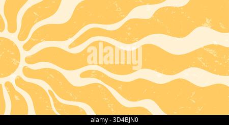 Grooviger Retro Sun Burst Mit Orange Ray Stock Vektor