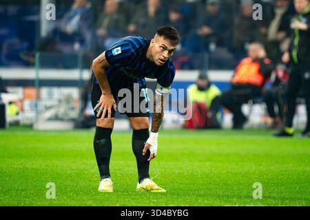 Mailand, Italien. November 2025. Lautaro Martinez (FC Inter) während des italienischen Meisterschaftsspiels Serie A zwischen dem FC Internazionale und der SS Lazio am 9. November 2025 im Giuseppe Meazza Stadion in Mailand. Credit: Luca Rossini/Alamy Live News Credit: Luca Rossini/Alamy Live News Stockfoto