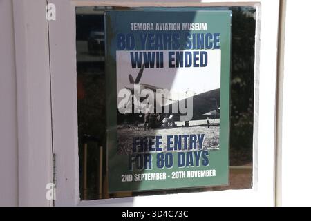 Temora, NSW, Australien. November 2025. Das Temora Aviation Museum bietet vom 2. September bis 20. November 2025 freien Eintritt, um 80 Jahre seit Ende des Zweiten Weltkriegs zu feiern. Das 1999 gegründete Temora Aviation Museum zeigt eine der weltweit besten Sammlungen fliegender historischer Flugzeuge. Kredit: Carrot/Alamy Live News Stockfoto