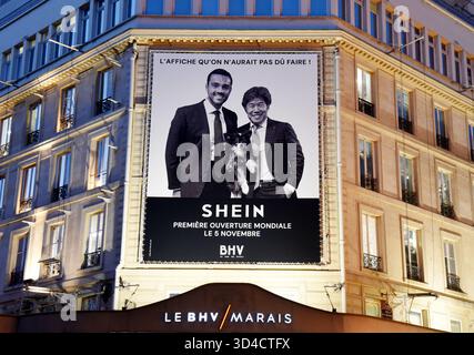 Paris, Frankreich. November 2025. Die Abbildung zeigt einen Shein-Laden bei BHV in Paris, Frankreich am 8. November 2025. Foto: Alain Apaydin/ABACAPRESS.COM Credit: Abaca Press/Alamy Live News Stockfoto
