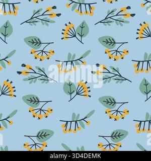 Nahtloses Muster im modernen Folk-Stil für die Winterferien mit stilvollen Johannisbeeren für Oberflächendesign Stock Vektor