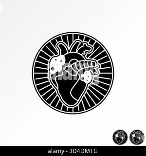 Line Out Gesundheit Herz Diagnose Organ Liebe Puls Vintage Premium Medical Life Logo Design Grafik Konzept kreative Premium Vektor Stock Bild Top Sell Stock Vektor