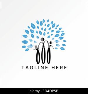 3 Personen Familie halten Hand Blätter Baum Lifestyle positve Aktivität Stiftung Logo Design Grafikkonzept kreative Premium Vektor Stock Bild Top Sell Stock Vektor