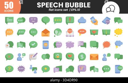 Sammlung von Sprechblasen-Symbolen.Sammlung von Web-flachen Symbolen für Chat, Nachricht, Sprechen, Sprechen, Diskussion.Vektorillustration Stock Vektor