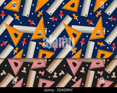 Seamless Pattern School Materials, Back to School Hintergrundkollektion. Vektor-Illustration, perfekt für pädagogische Themen. Stock Vektor