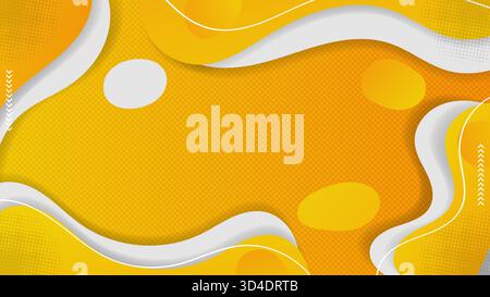 Abstrakte moderne flache wellenförmige Form gelber und weißer Hintergrund flüssiges Design und Halbtonhintergrund. Vektorabbildung Stock Vektor