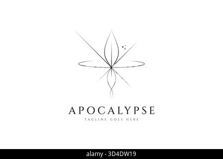 Abstraktes Lineares Zeichen Symbol Logo Element Tattoo Mystische Heilige Geometrische Geist Licht Weltraum Astronomie Stock Vektor