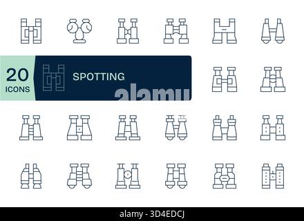 Heben Sie Prototypen mit 20 Thin Line Symbolen auf, die von der Sichtbarkeit auf allen Bildschirmen inspiriert sind. Stock Vektor