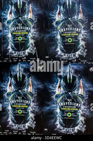 Französischsprachige Plakate für bevorstehende Unterhaltungsveranstaltungen in Quebec City. Stockfoto