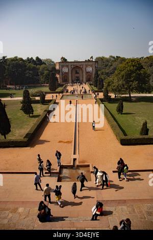 NEU DELHI, INDIEN - 27. JANUAR 2024 Humayuns Grab und Gärten Stockfoto