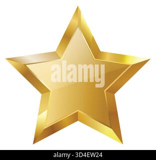 Premium 3D Golden Star Icon mit geometrischer Kristallstruktur. Modernes Symbol für fünf-Sterne-Bewertung, Leistung und Luxus-Preis. Stock Vektor