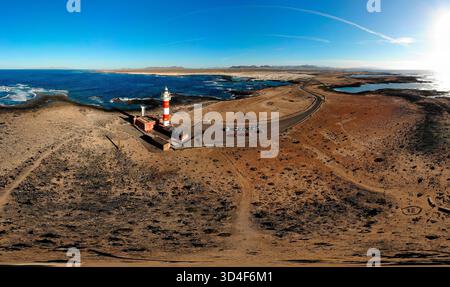 Panorama: Luftbild: Faro el Toston, Fuerteventura, Kanarische Inseln, Spanien/Fuerteventura, Kanarische Inseln (Spanien) (Nur fuer redaktionelle Verwendun Stockfoto