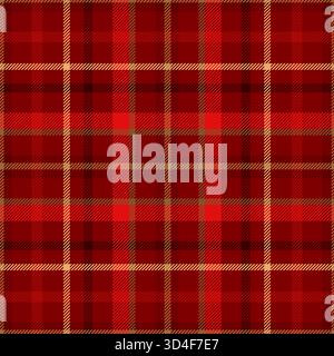 Nahtloses rotes Karomuster. Wiederholtes Gold-Check-Muster. Das sich wiederholende Karomuster-Material sorgt für Designdrucke im Karomuster. Prüft die quadratische Linie. Tartan-Repeat-Textil Stock Vektor