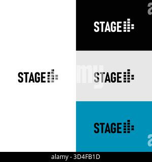 Markenidentität der modernen BÜHNE mit Sound Wave-Symbol Stock Vektor