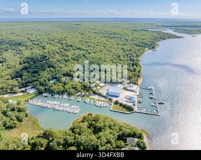 Blick aus der Vogelperspektive auf East hampton Point und Points South Stockfoto