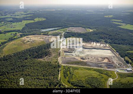 Luftaufnahme, Baustelle, Deponie Eichenallee, Firma Hermann Nottenkaemper OHG Tongrube im Gartroper Busche, Huenxe, Nordrhein-Westfalen, GE Stockfoto