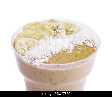 Essen, gesunde Frühstücksschale mit Joghurt, Müsli, Banane und Kokos Stockfoto