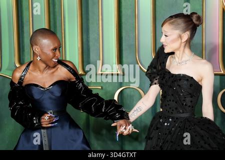 Cynthia Erivo (links) und Ariana Grande kommen zur europäischen Premiere von Wicked: For Good am Cineworld Leicester Square in London. Bilddatum: Montag, 10. November 2025. Stockfoto