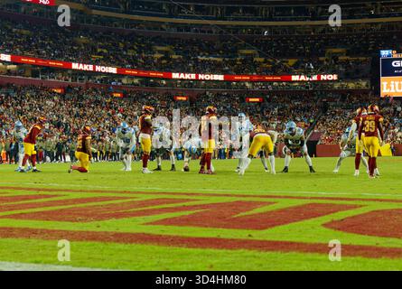 Detroit Offense steht am 9. November 2025 im Northwest Stadium in Landover Maryland an der 10-Yard-Linie. Die Detroit Lions besiegten die Washington Commanders 44-22 (Jeff Scudder / Image of Sport) Stockfoto