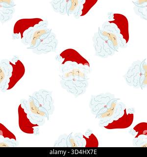 Nahtloses Weihnachtsmuster im handgezeichneten Stil. Weihnachtsmann. Druck für Design, Textil, Stoff, Tapeten Stock Vektor