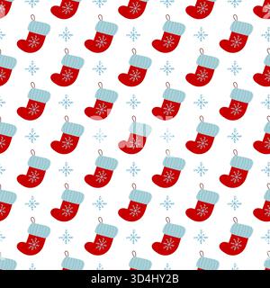 Nahtloses Weihnachtsmuster im handgezeichneten Stil. Weihnachtsvorrat. Druck für Design, Textil, Stoff Stock Vektor