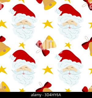 Nahtloses Weihnachtsmuster im handgezeichneten Stil. Weihnachtsmann. Druck für Design, Textil, Stoff, Tapete, Verpackung Stock Vektor