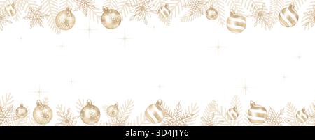 Vektor Nahtlose Festliche Stimmung Hintergrund Illustration Mit Weihnachtskugeln Und Text Raum. Horizontal Wiederholbar. Stock Vektor