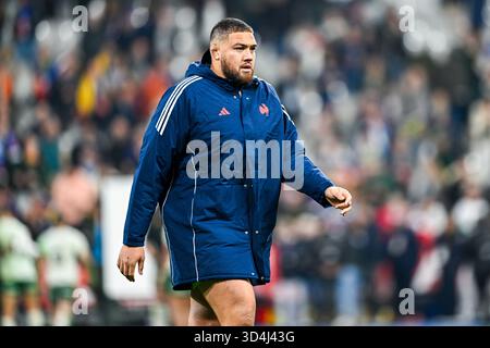 Paris, Frankreich. November 2025. Emmanuel Meafou während des Autumn Nations Series XV Rugby union Match France gegen Südafrika (Springboks) am 8. November 2025 im Stade de France in Saint-Denis bei Paris (Frankreich) Credit: Victor Joly/Alamy Live News Stockfoto