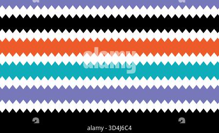 Moderner abstrakter Hintergrund mit auffälligen Zick-Zack-Mustern in Lila, Orange, Petrol und Schwarz. Perfekt für digitales Design, Druck und Textil. Stock Vektor