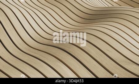 Abstrakte Wellige Holzplatten Hintergrund. 3D-Rendering Stockfoto