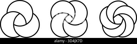 Kreis-Venn-Diagramm mit drei, vier und fünf Teilen. Sich schneidende Linienkreise. Infografik Überlappungsdiagramm Symbol. Geschäftsprozessdiagramm Stock Vektor