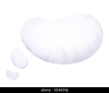 Pastellblaue Sprechblase Aquarellabbildung isoliert auf weiß. Einfache, leere, Cloud-Clips für Dialoge oder Gedanken mit Kopierraum Stockfoto