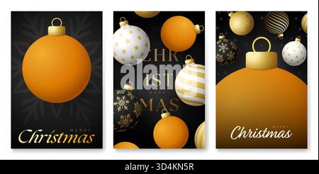 Pingpong Weihnachten und Neujahr Poster. Goldenes Luxus-Weihnachtsdesign für Weihnachtsfeiern. Minimales Kunstbanner, Poster, Titelvorlagen. Vektorabbildung. Stock Vektor