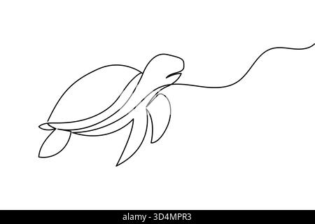 Eine durchgehende Linie mit einem einfachen, minimalistischen Design von Meerestieren Stock Vektor