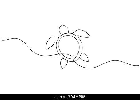 Eine durchgehende Linie mit einem einfachen, minimalistischen Design von Meerestieren Stock Vektor