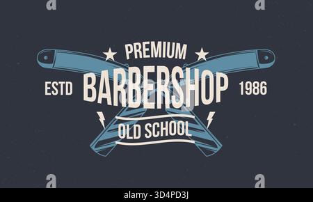 Vintage-Barbershop-Logo. Retro-Druck, Poster für Friseur. Abstrakter Hintergrund für den Hipster-Friseursalon. Vektorabbildung Stock Vektor