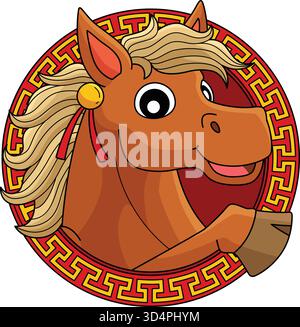 Jahr des Pferdes Happy Chinese New Year Clipart Stock Vektor