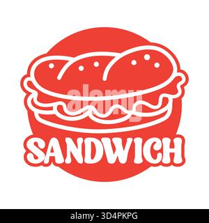 Sehr einfaches Sub-Sandwich-Logo mit Kreisumriss Stock Vektor
