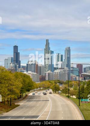 Gebäude in der Innenstadt von Chicago und Lake Shore Drive Stockfoto