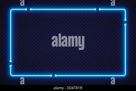Blauer Neonrahmen auf dunklem Hintergrund, ideal für Cyberpunk-Grafiken oder auffällige Grafikkompositionen. Stock Vektor